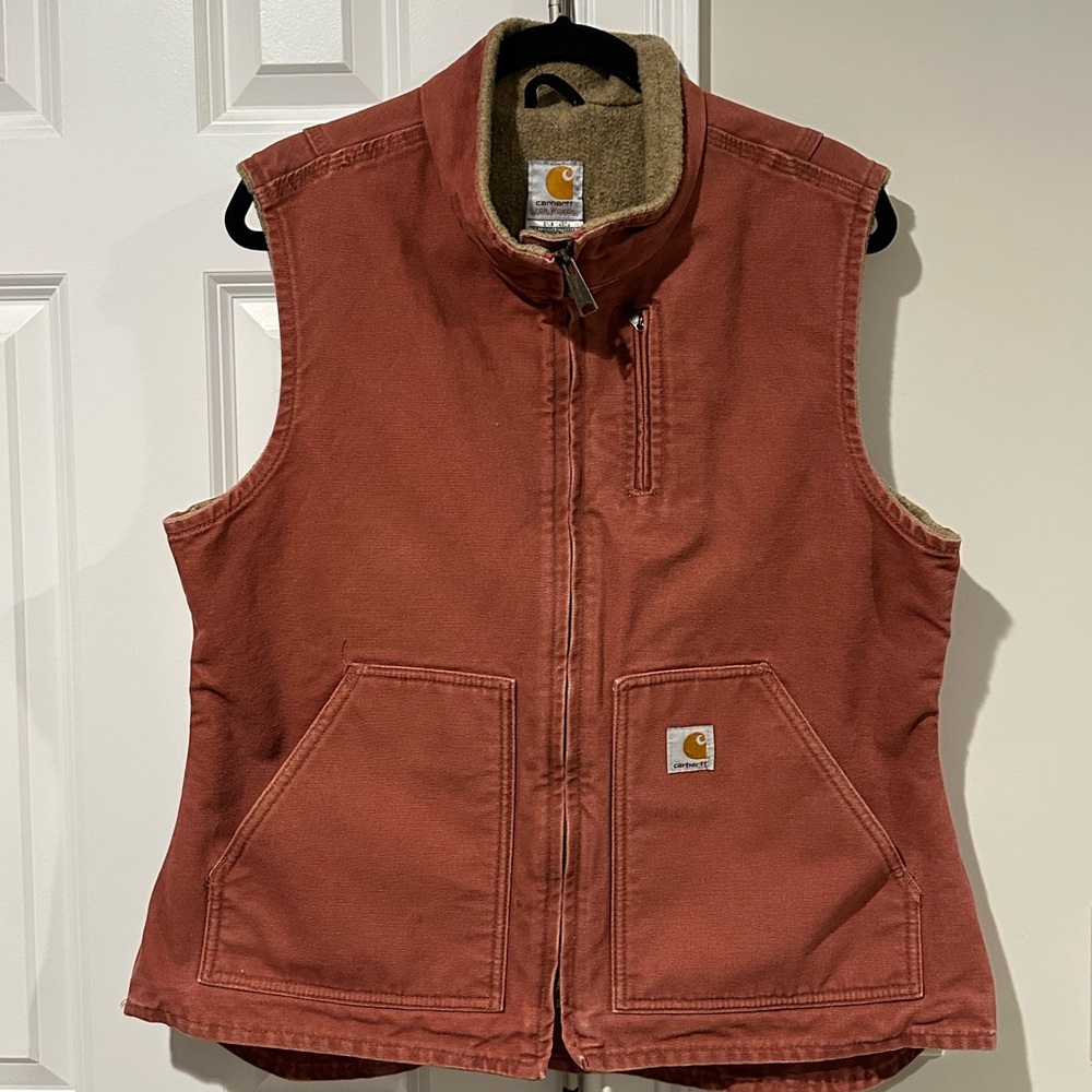 Carhartt Vintage Rose Pink Womens Sherpa Lined Vest Jacket Size Large